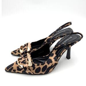 Berness Cindy Slingback Pointed Toe Pump Women's Leopard Size US7 EU37